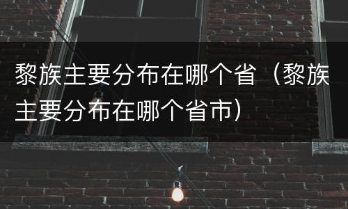 黎族主要分布在哪个省（黎族主要分布在哪个省市）
