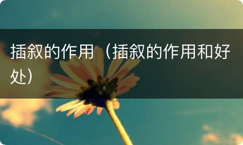 插叙的作用（插叙的作用和好处）