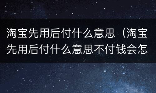淘宝先用后付什么意思（淘宝先用后付什么意思不付钱会怎么样）