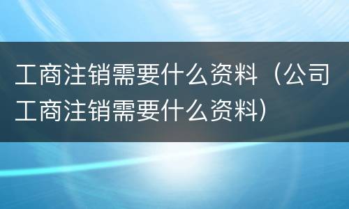 工商注销需要什么资料（公司工商注销需要什么资料）