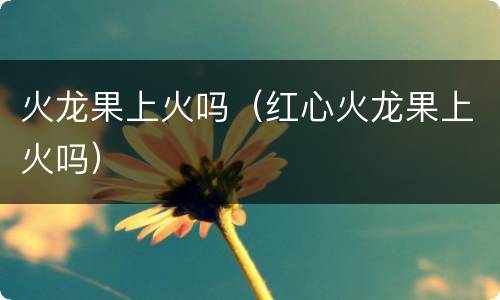 火龙果上火吗（红心火龙果上火吗）