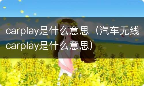 carplay是什么意思（汽车无线carplay是什么意思）