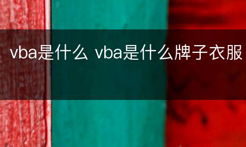 vba是什么 vba是什么牌子衣服