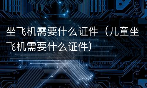 坐飞机需要什么证件（儿童坐飞机需要什么证件）