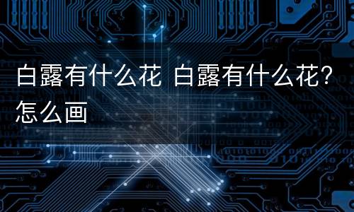 白露有什么花 白露有什么花?怎么画