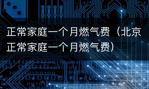 正常家庭一个月燃气费（北京正常家庭一个月燃气费）