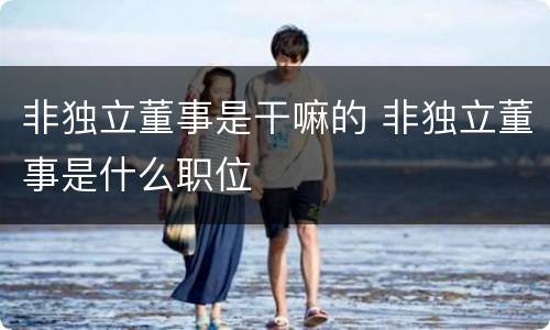 非独立董事是干嘛的 非独立董事是什么职位