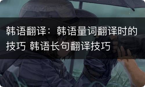 韩语翻译：韩语量词翻译时的技巧 韩语长句翻译技巧