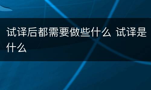 试译后都需要做些什么 试译是什么