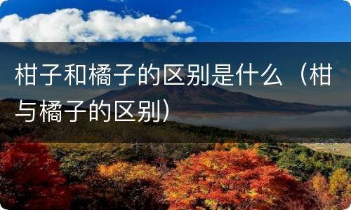 柑子和橘子的区别是什么（柑与橘子的区别）