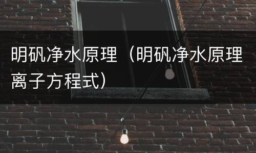 明矾净水原理（明矾净水原理离子方程式）
