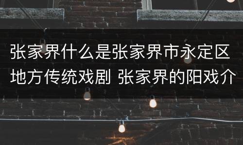 张家界什么是张家界市永定区地方传统戏剧 张家界的阳戏介绍