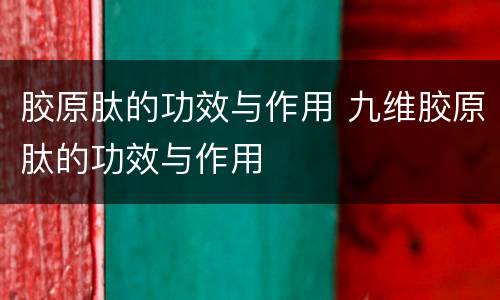 胶原肽的功效与作用 九维胶原肽的功效与作用