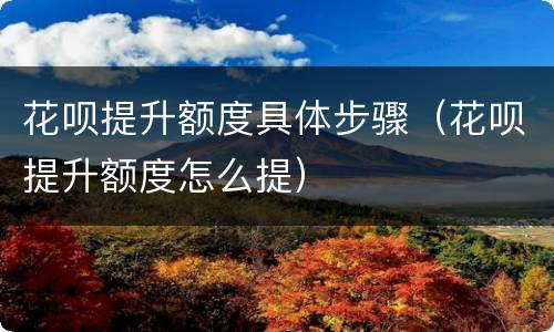 花呗提升额度具体步骤（花呗提升额度怎么提）