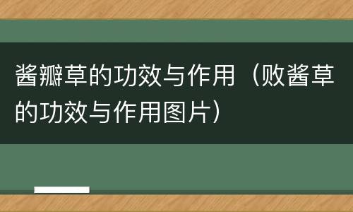酱瓣草的功效与作用（败酱草的功效与作用图片）