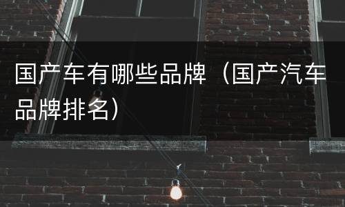 国产车有哪些品牌（国产汽车品牌排名）