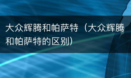 大众辉腾和帕萨特（大众辉腾和帕萨特的区别）