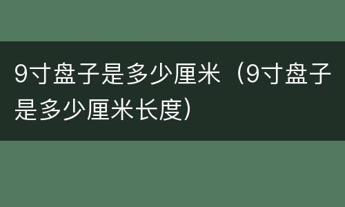 9寸盘子是多少厘米（9寸盘子是多少厘米长度）