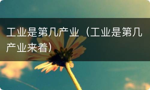 工业是第几产业（工业是第几产业来着）