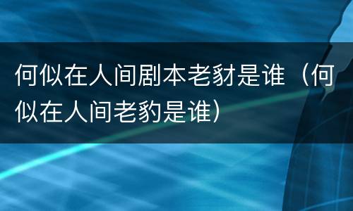 何似在人间剧本老豺是谁（何似在人间老豹是谁）