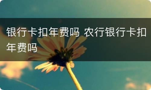 银行卡扣年费吗 农行银行卡扣年费吗