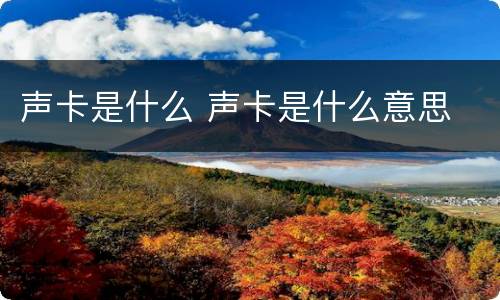 声卡是什么 声卡是什么意思