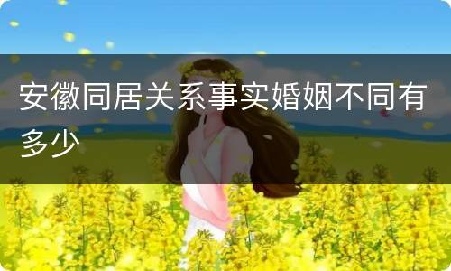 安徽同居关系事实婚姻不同有多少