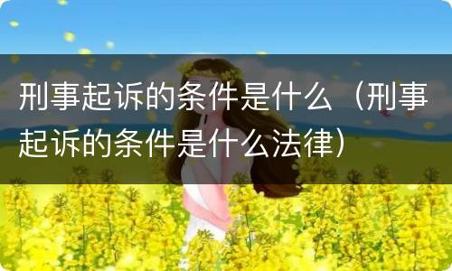 刑事起诉的条件是什么（刑事起诉的条件是什么法律）