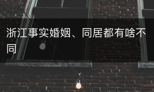 浙江事实婚姻、同居都有啥不同