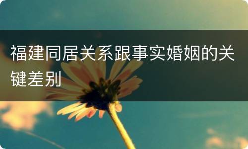 福建同居关系跟事实婚姻的关键差别
