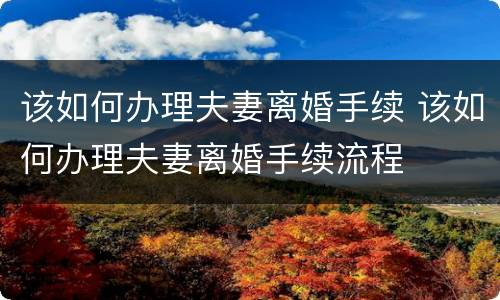 该如何办理夫妻离婚手续 该如何办理夫妻离婚手续流程