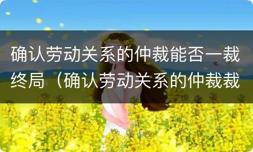 确认劳动关系的仲裁能否一裁终局（确认劳动关系的仲裁裁决不服）