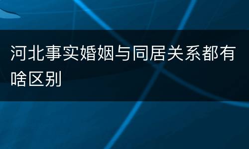 河北事实婚姻与同居关系都有啥区别