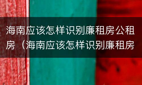海南应该怎样识别廉租房公租房（海南应该怎样识别廉租房公租房的真假）