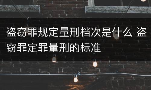 盗窃罪规定量刑档次是什么 盗窃罪定罪量刑的标准