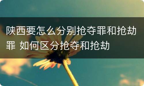 陕西要怎么分别抢夺罪和抢劫罪 如何区分抢夺和抢劫