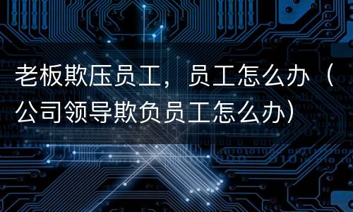 老板欺压员工，员工怎么办（公司领导欺负员工怎么办）