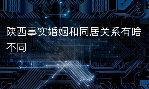 陕西事实婚姻和同居关系有啥不同