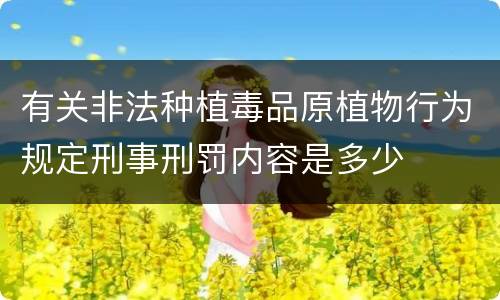 有关非法种植毒品原植物行为规定刑事刑罚内容是多少