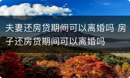 夫妻还房贷期间可以离婚吗 房子还房贷期间可以离婚吗