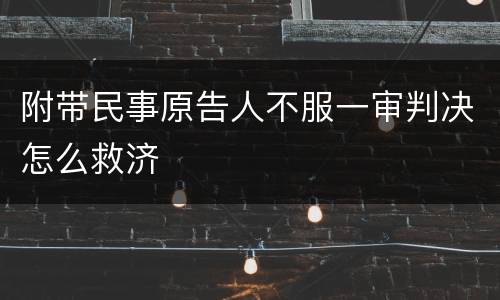附带民事原告人不服一审判决怎么救济
