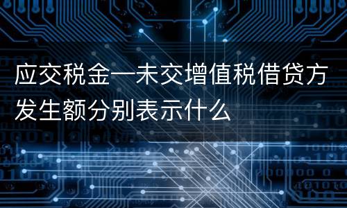 应交税金—未交增值税借贷方发生额分别表示什么