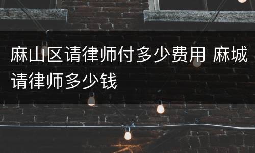 麻山区请律师付多少费用 麻城请律师多少钱