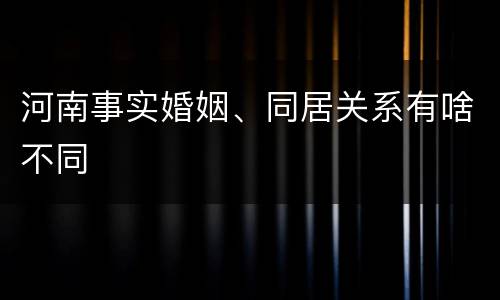 河南事实婚姻、同居关系有啥不同