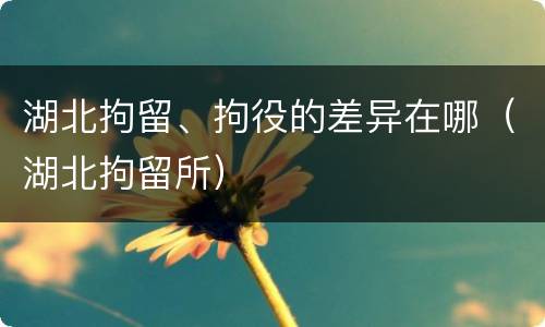 湖北拘留、拘役的差异在哪（湖北拘留所）
