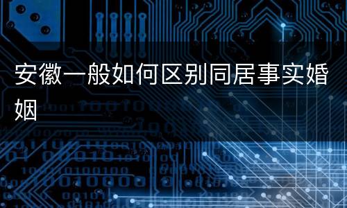 安徽一般如何区别同居事实婚姻