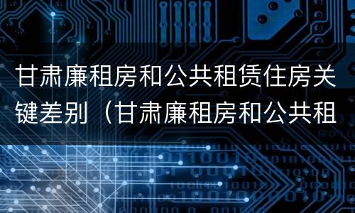 甘肃廉租房和公共租赁住房关键差别（甘肃廉租房和公共租赁住房关键差别在哪）