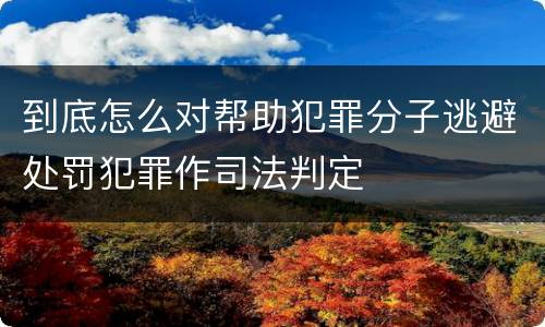 到底怎么对帮助犯罪分子逃避处罚犯罪作司法判定