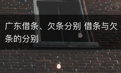 广东借条、欠条分别 借条与欠条的分别