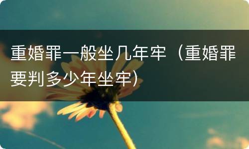 重婚罪一般坐几年牢（重婚罪要判多少年坐牢）
